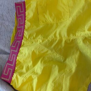 Versace Vibrant Yellow Swim Shorts with Pink Accent